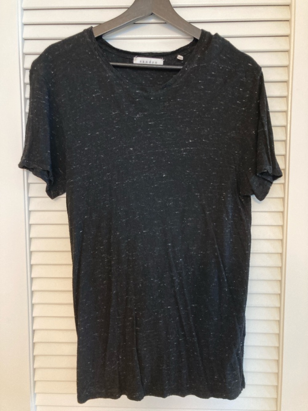 Sandro Black Speckled Short Sleeve Crew Tee Size M